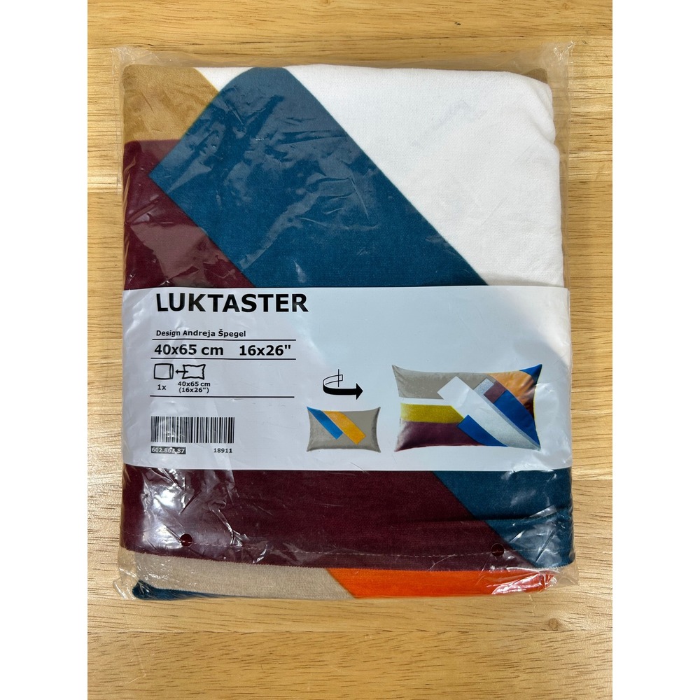 IKEA Luktaster Pillow Cover 16x26" Multicolor Geometric Cotton NEW Retro Revival